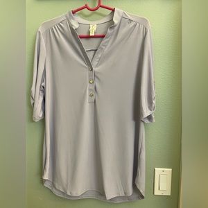 Per Seption XL Lavender/Lilac slip-on half Button front cuff sleeve blouse